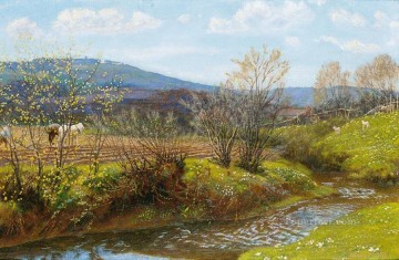  spring Canvas - A Spring Afternoon scenery Arthur Hughes